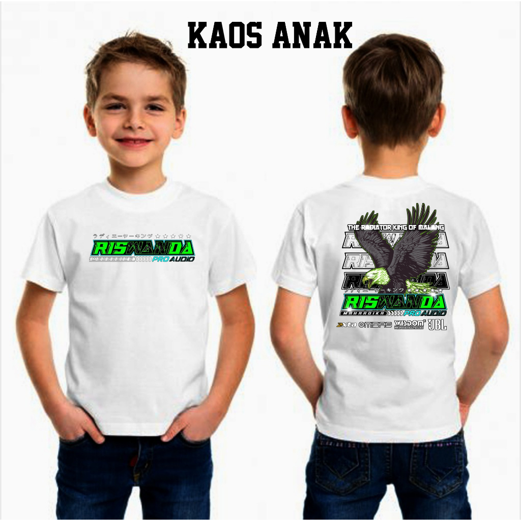 Kaos anak riswanda putih dan hitam riswanda audio
