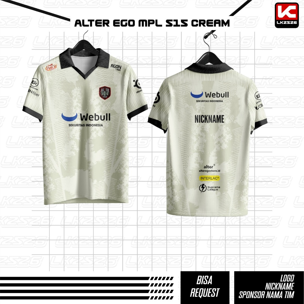Jersey Alter Ego MPL Season 15 | CREAM Full Print | E-Sport Fans Edition
