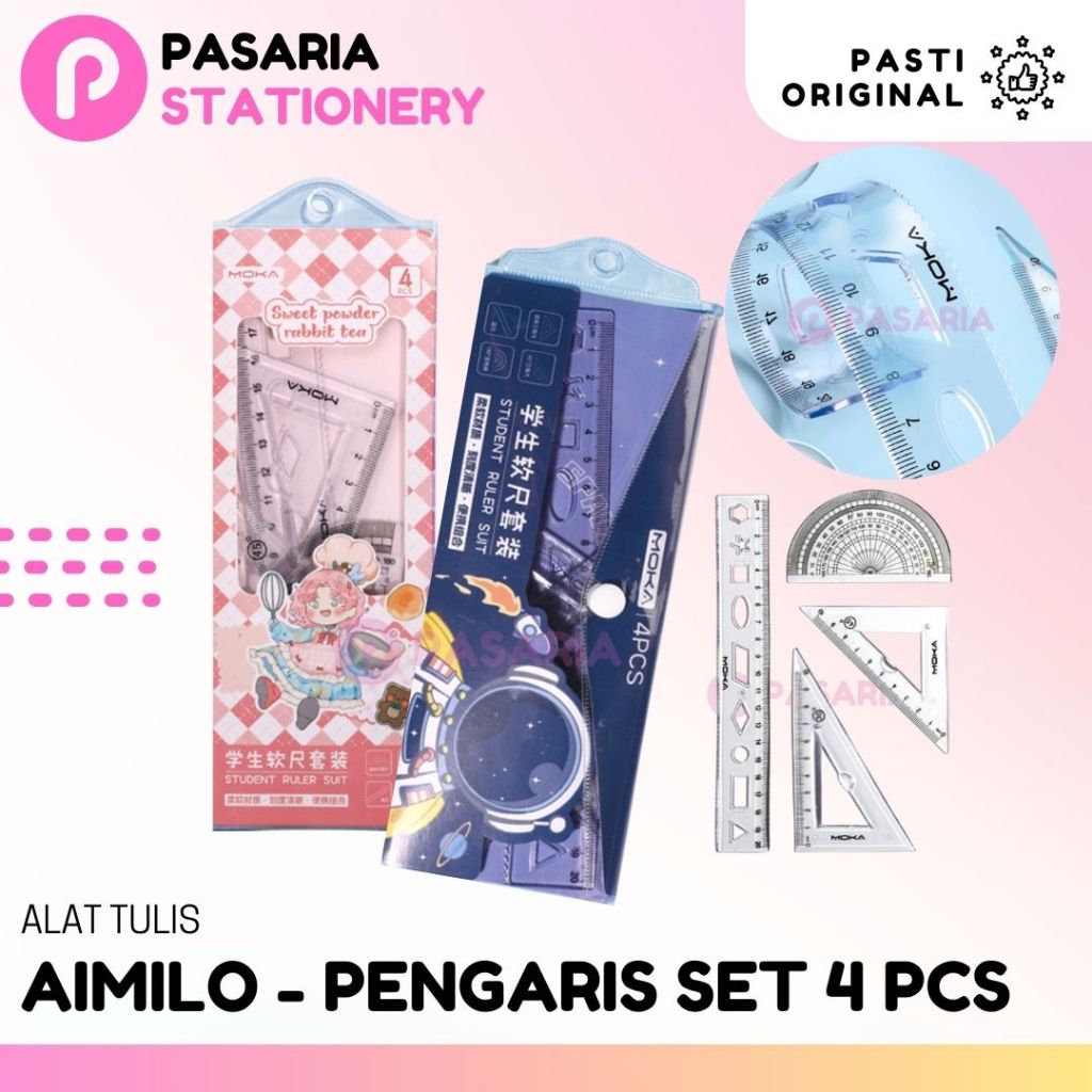 

Penggaris Lucu 1 Set 4 Pcs Aimilo Premium Ruler Dapat Ditekuk Anti Patah Astronot/Pink