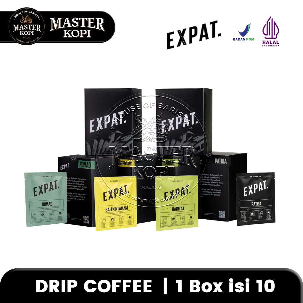

Kopi Coffee Drip Bag Expat Roasters Single Use (1 Box isi 10pcs)
