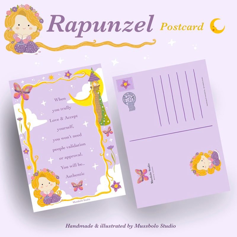 

Disney princess postcard | Rapunzel, little mermaid, sleeping beauty, cinderella, beauty & the beast