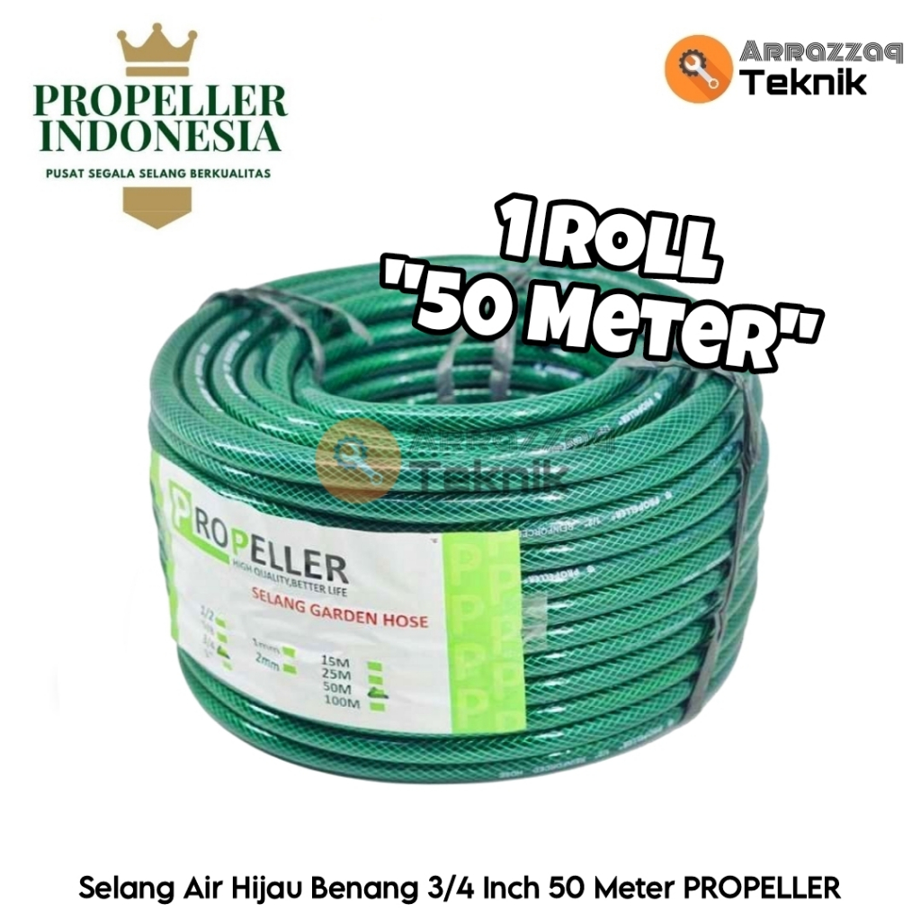 Selang Air Benang Hijau Propeler 3/4'' 50 Meter  Selang Air Anti Lumut