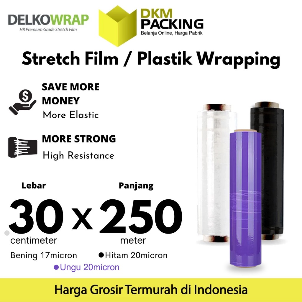

Stretch Film 30cm x 250m Plastik Wrapping DELKO WRAP TERMURAH /SATUAN