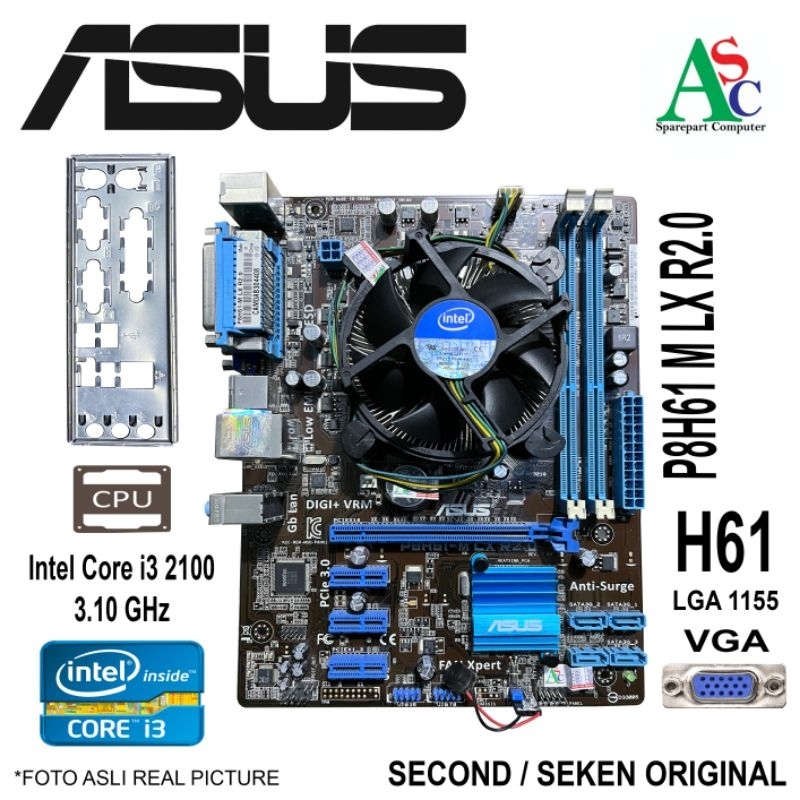 Paket Motherboard ASUS Core i3 Fan Intel Backpanel