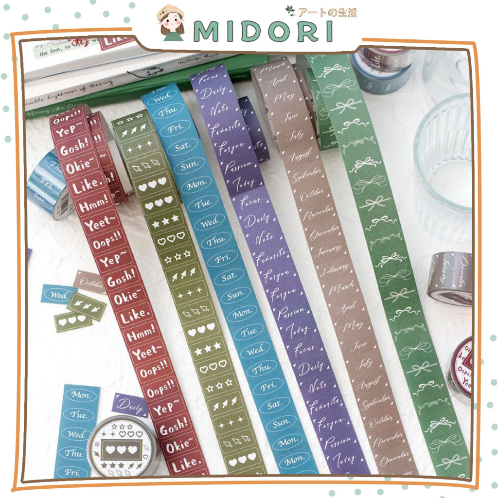 

[MIDORI] 1Rolls STICKER TAPES TODAY'S MOOD Cartoon Washi Tape Masking Tape BuJo DIY Scrapbook Journal - A0068