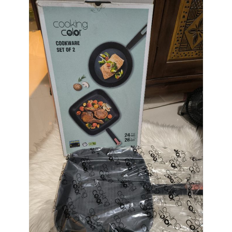 Cookware Set of 2 Merk Cooking Color Hanya Grill Pan 28cm Masih Baru