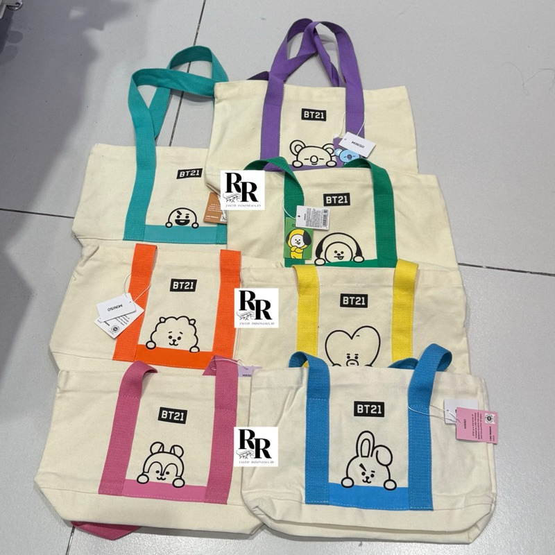 Miniso x BT21 - Totebag / BT21 (Tata, RJ, Mang, Koya, Chimmy, Cooky, Shooky) Collection Colorful Sho