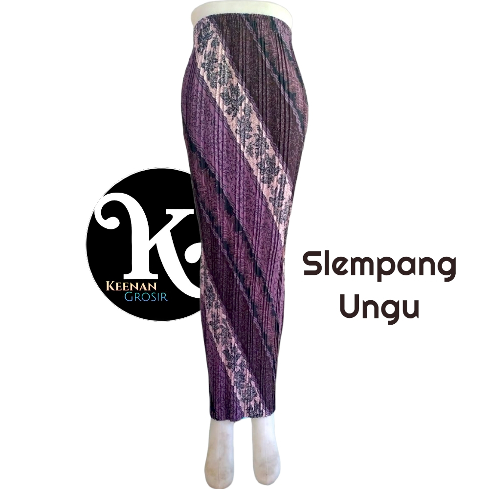Keenan - Rok Wanita Plisket Batik Motif Slempang Ungu