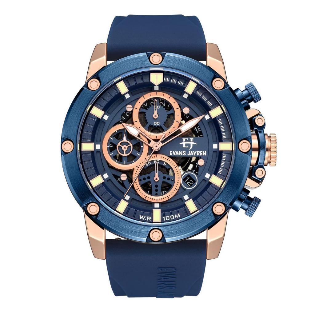 Big Sale  Jam Tangan Pria Evans Jayden 9570 Rubber Silicon Kaca Sapphire Water Resistant 5ATM