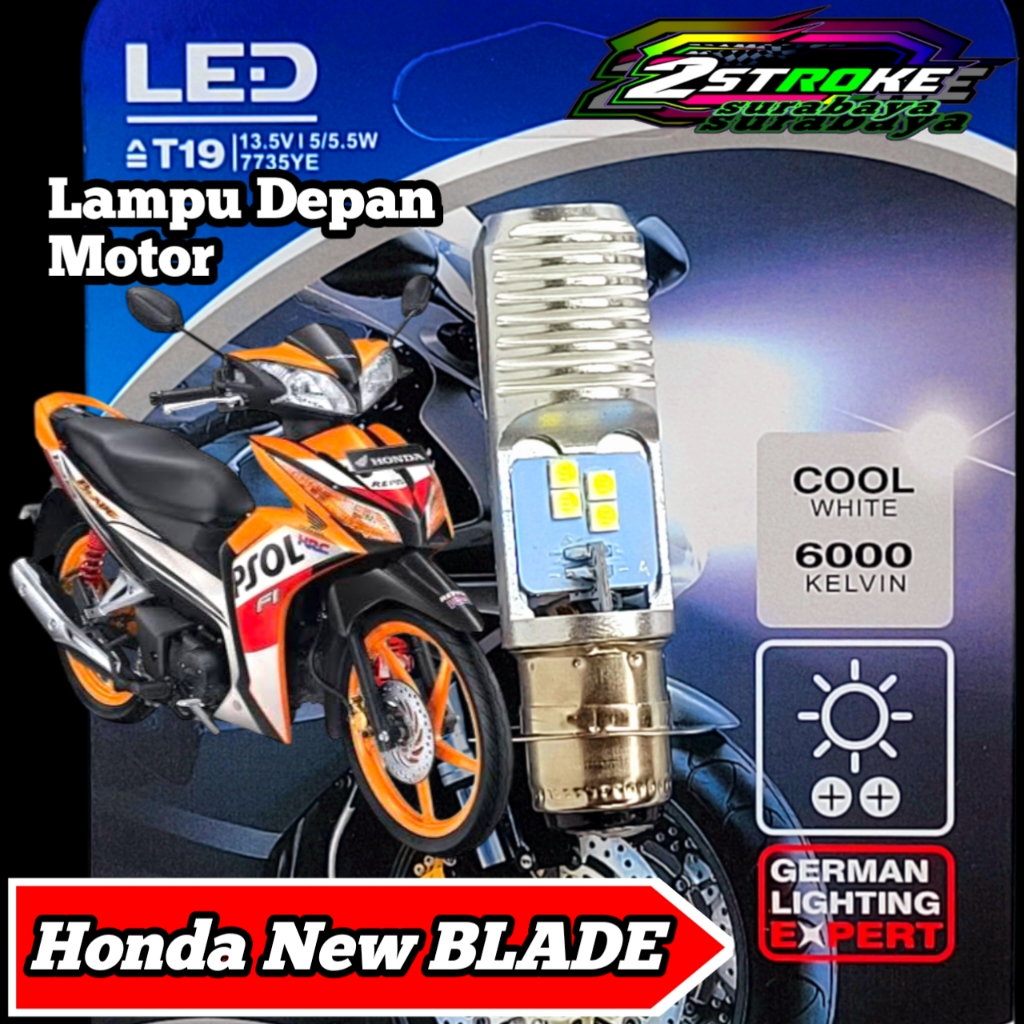 Lampu Depan Motor Honda New Blade LED Putih Ac/Dc 12Volt Pengganti Dop/Bohlam Standart WRT19