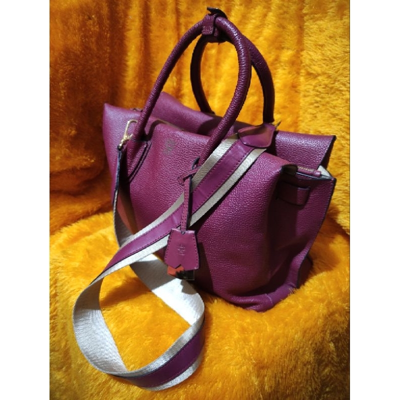 Tas Kulit Asli size 31cm warna Maroon