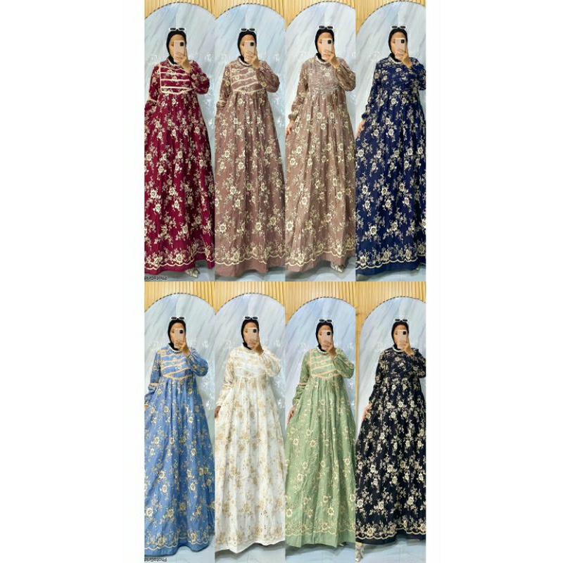 gamis katun bolong premium full furing mix payet