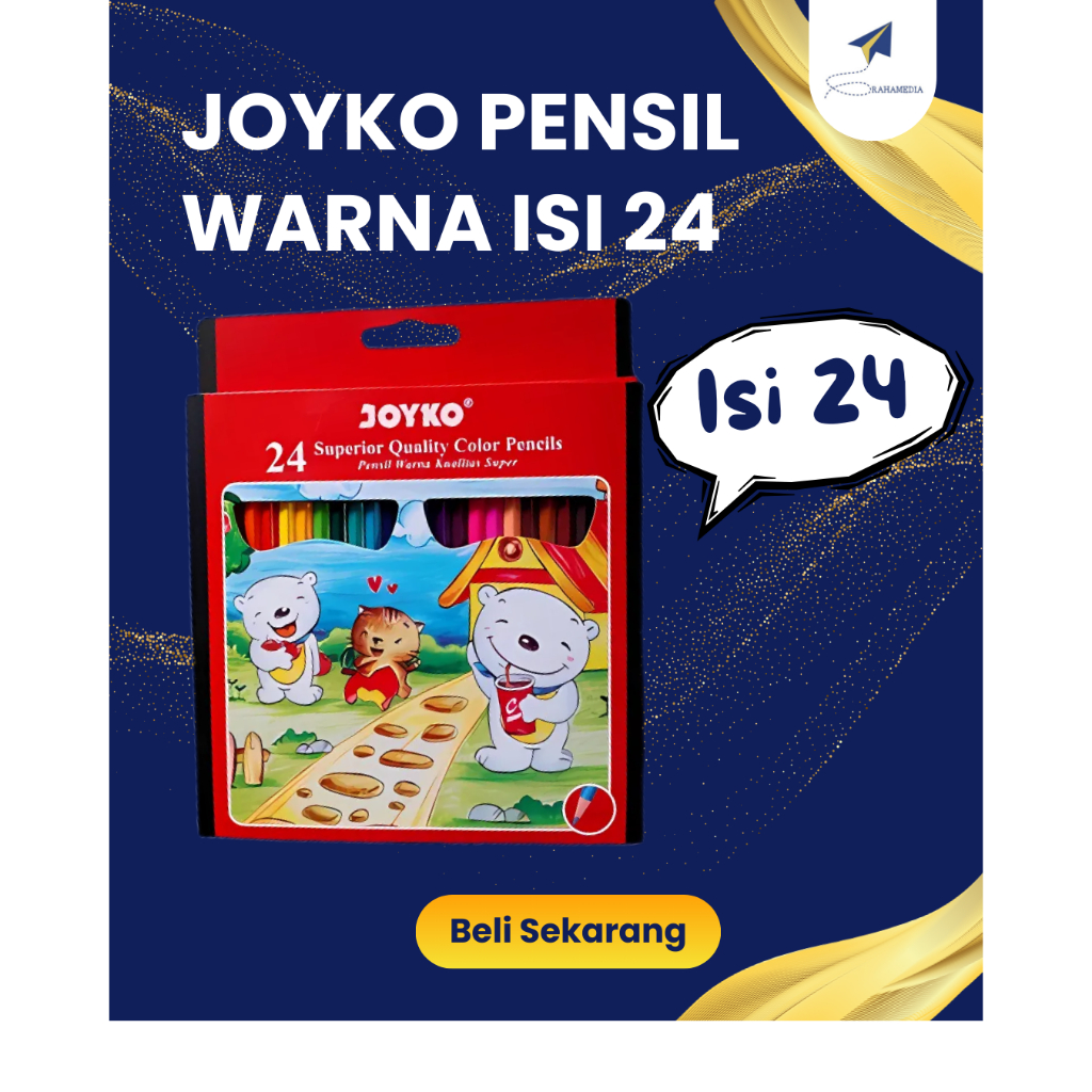 

Joyko Pensil Warna Isi 24 Super Quality Color Pencils | Pensil warna 24 warna Original dan murah