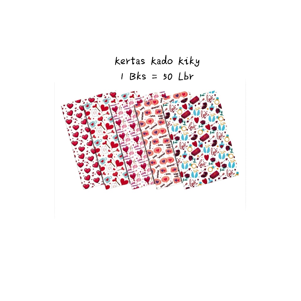 

[50 Lembar] Kertas Kado Kiky 49x64cm Bunga Batik Fancy / Gift Paper Kiky Motif Banyak