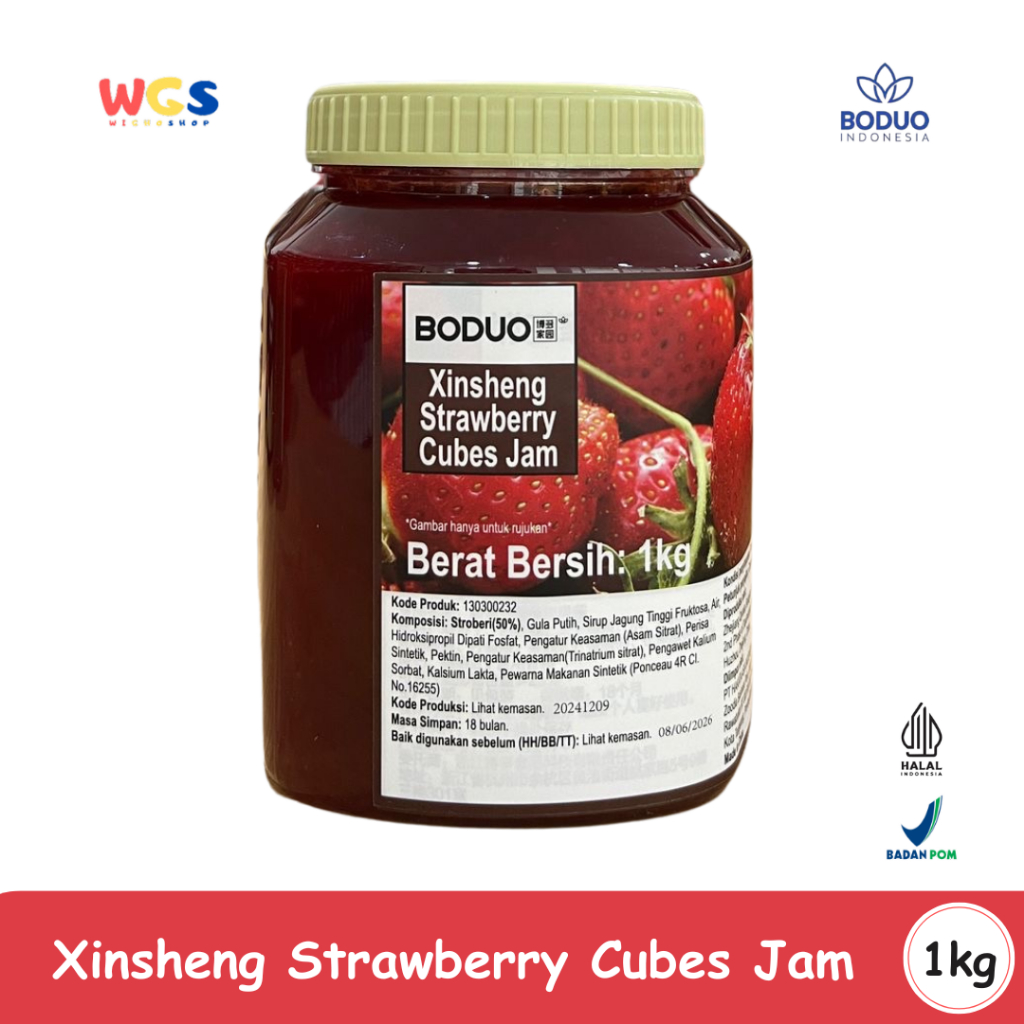 Boduo Xinsheng Strawberry Cubes Jam 1Kg Selai Stroberi Untuk Minuman Kekinian
