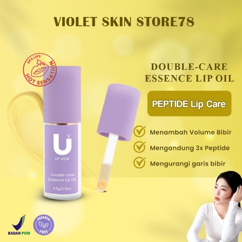 Upview Double Care Essence Oil Lip BPOM Serum SPA Perawatan Bibir Mengurangi Garis Bibir 3x Peptide 