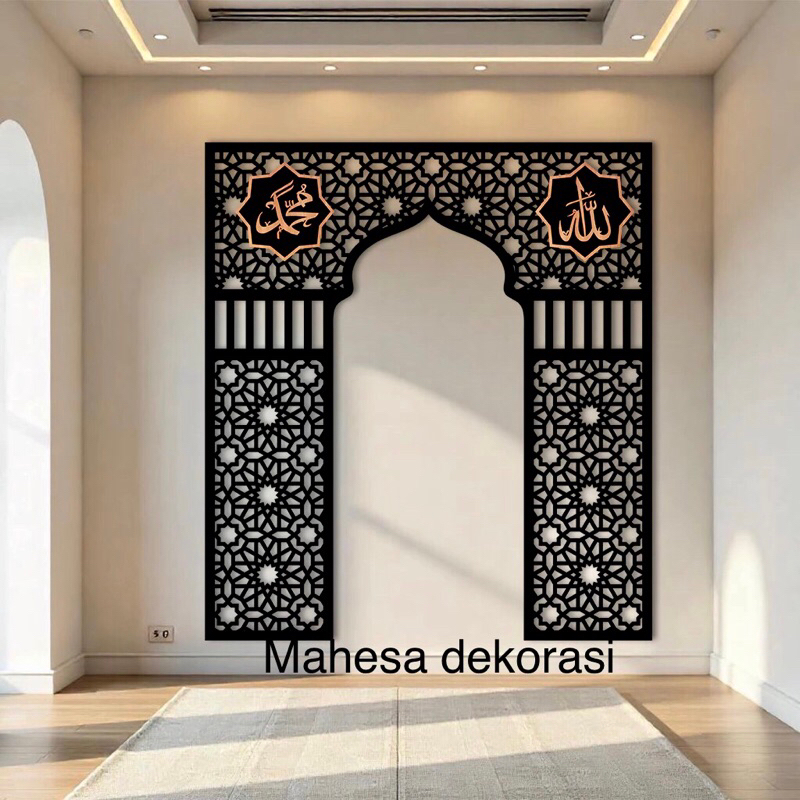 ornamen dinding masjid- krawangan mihrob -mihrob mushola uk 200 x 185 bahan pvc 1,8 cm