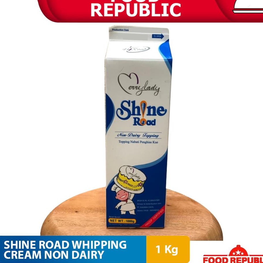 

COD SHINE ROAD NON DAIRY WHIPPING CREAM 1 LTR TOPPING NABATI HALAL