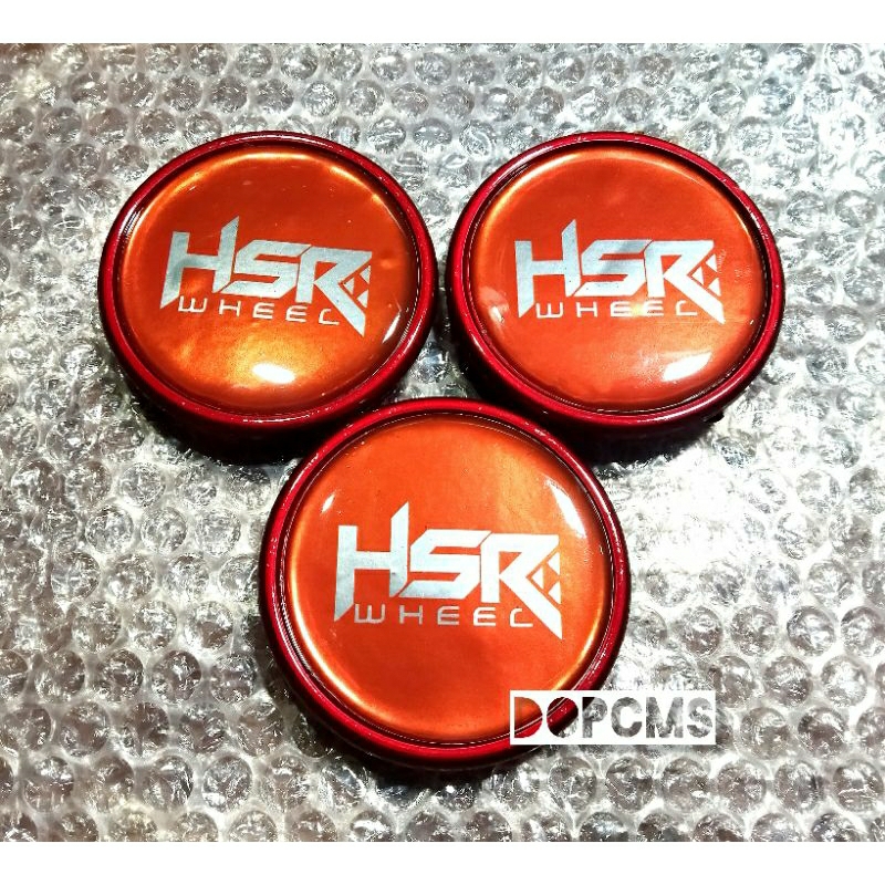 Tutup dop velg ban mobil datar merah HSR resin topi 7.5 cm
