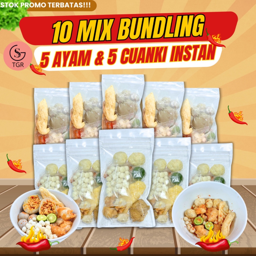 

10 MIX BUNDLING 5 CUANKI INSTAN 5 AYAM PEDAS EKONOMIS FOOD instan