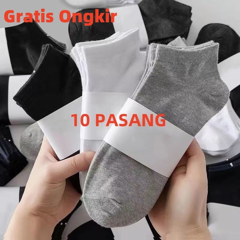 [Gratis Ongkir] Paket 10 pasang Kaos Kaki Pendek Semata Kaki Pria dan Wanita Polos Pergelangan Kaki 