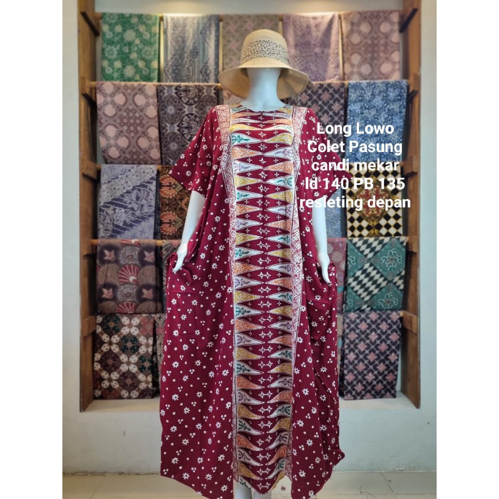 Longdress Lowo Encim Pasung Bunga Batik Cap Kombinasi Batik Tulis Premium