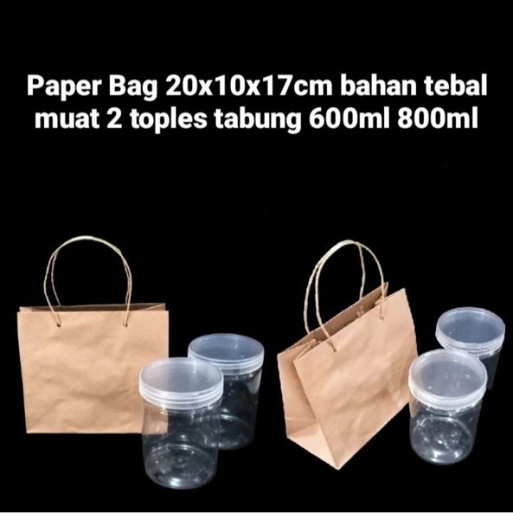 

Paper Bag Coklat Bahan Tebal Muat 2 Toples Tabung Tas Hampers Ukuran 20x10x17cm