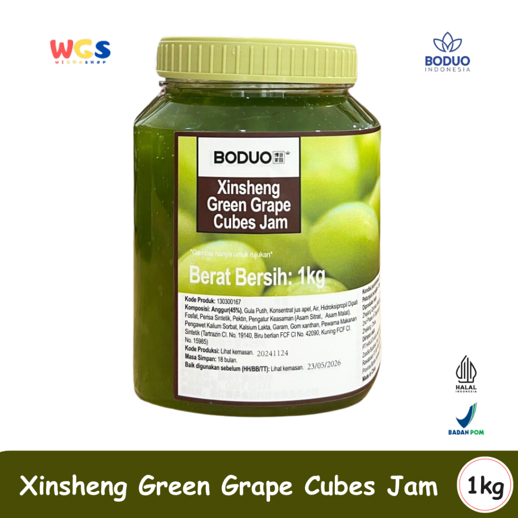

BODUO Xinsheng Green Grape Cubes Jam 1kg – Selai Anggur Hijau untuk Minuman Kekinian