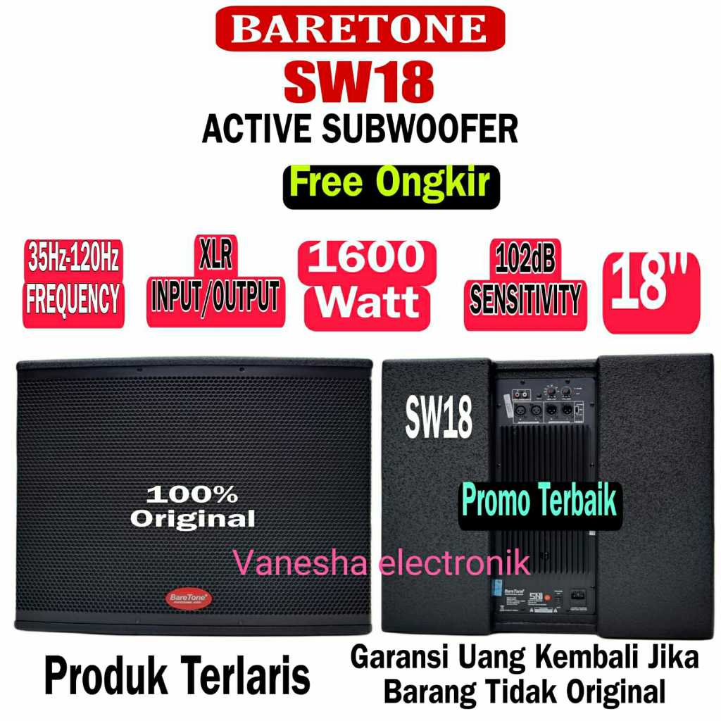 SUBWOOFER AKTIF 18 INCH BARETONE SW18 ORIGINAL