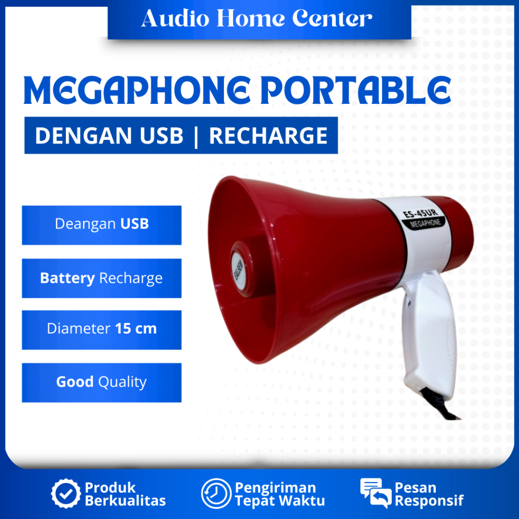 MEGAPHONE PORTABLE USB PENGERAS SUARA MIC SPEAKER MEGAPHONE FUNGSI REKAMAN MEGAPHONE RECHARGEABLE