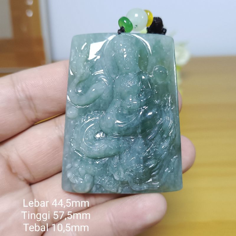 Giok Dewi Kwan IM Naik Naga Jade Asli Sertifikat Type A