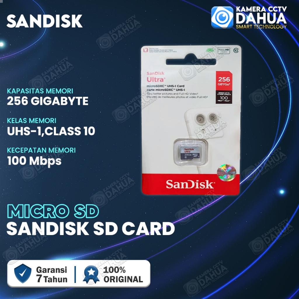 SANDISK MEMORY CARD 256GB MICRO SD ULTRA KARTU MEMORI CLASS 10