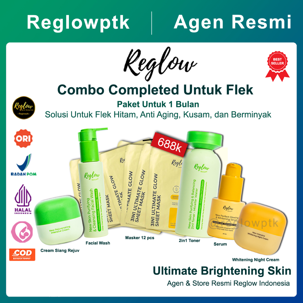 Reglow Skincare Combo Hemat Completed Solusi Flek Hitam Anti Aging Kulit Kusam Kulit Berminyak Jeraw
