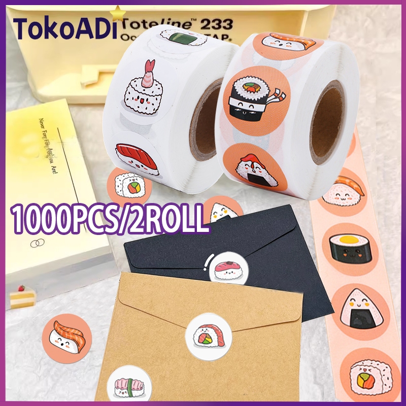 

2 Roll/1000PCS Stiker Deco Motif Sushi Food Stiker Hias