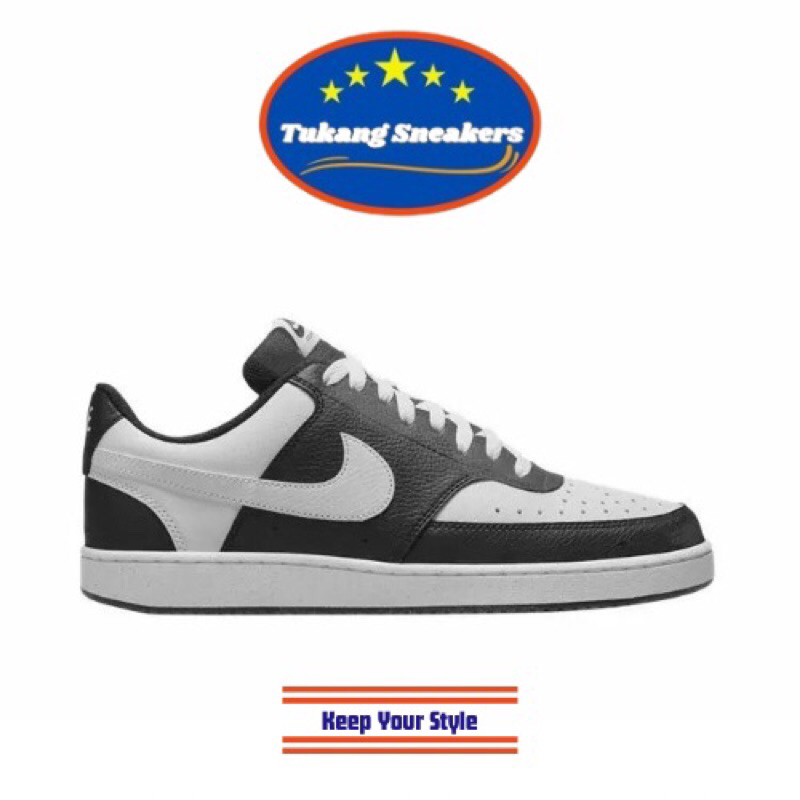 Sepatu Sneakers Pria Nike Court Vision Low Black White NIKHM9862001