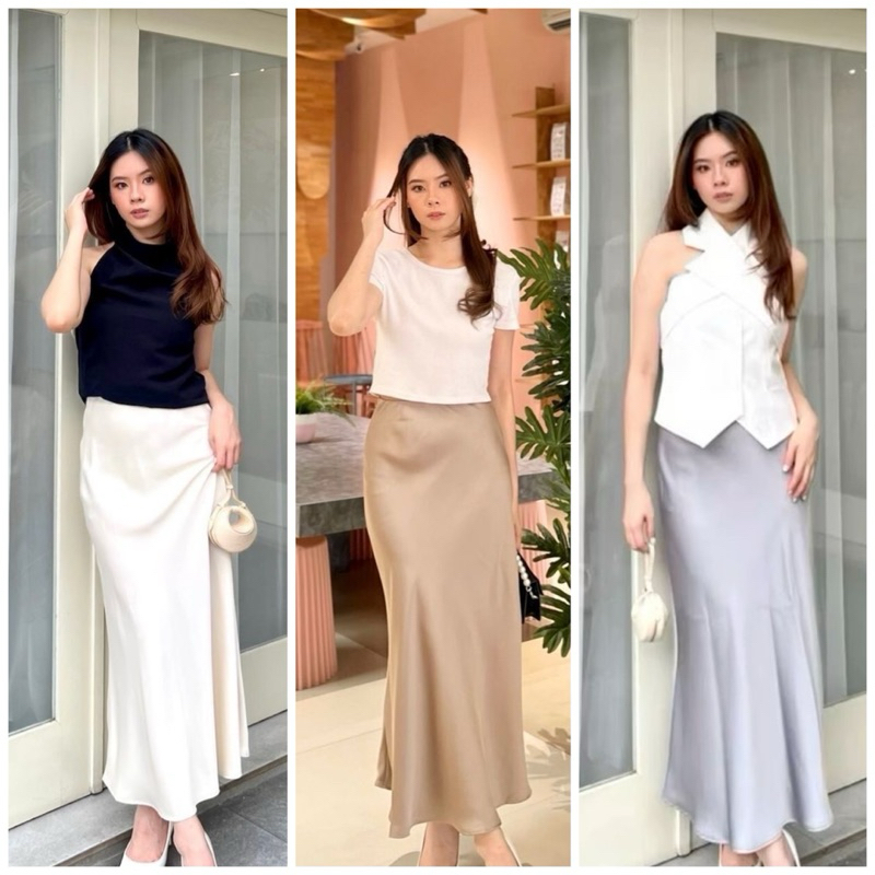 Rok Satin Panjang Long Satin Rok Satin Silk Skirt Long Satin Silk