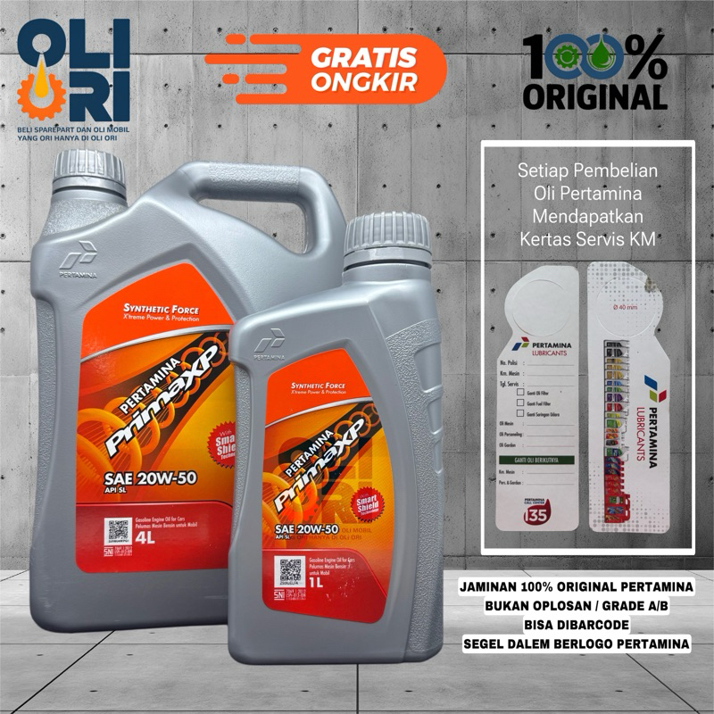 Oli PERTAMINA PRIMA XP 20W-50 1Liter 4Liter Oli Mobil Mesin Bensin / Gasoline Original