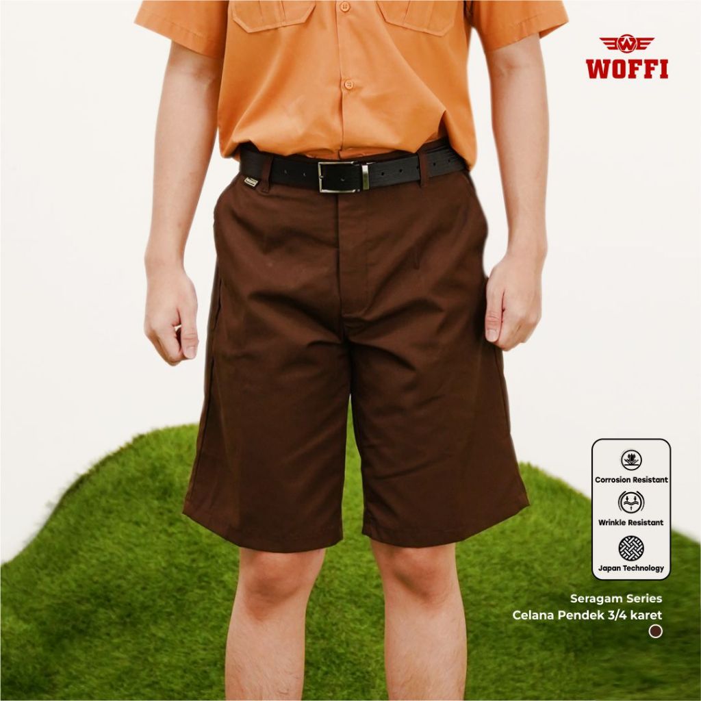 Seragam Pramuka Woffi Celana 3/4 Karet Coklat