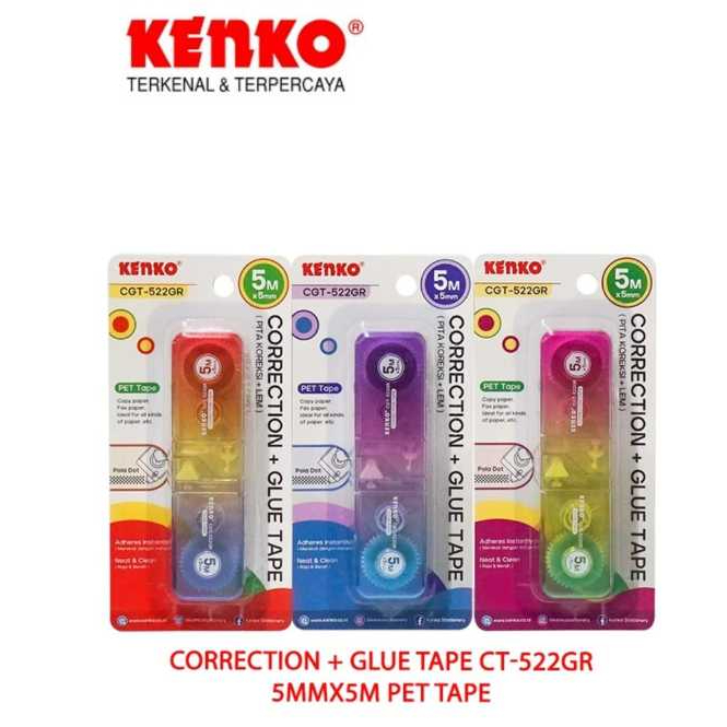 

KENKO CORRECTION TAPE + GLUE / PITA KOREKSI + LEM CGT-522 GR