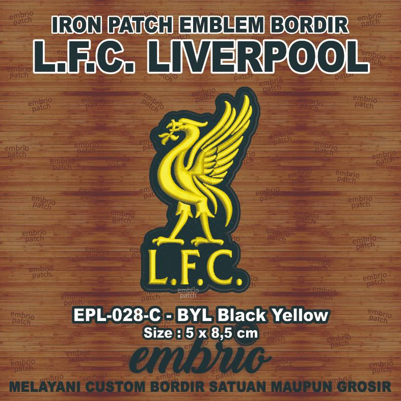 EPL-028-C Patch LFC emblem bordir logo jersey LFC liverpool fc - BYL Black Yellow - 5x8,5cm - Embrio