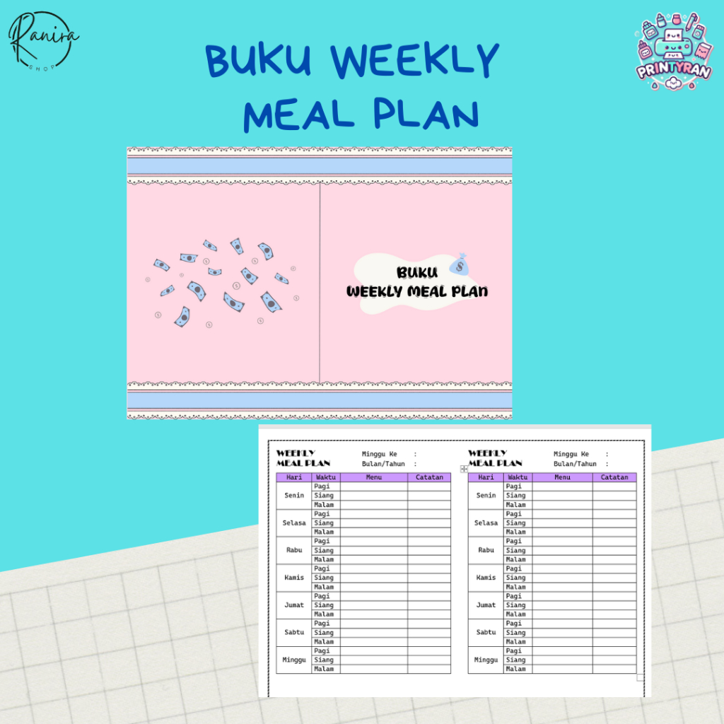 

Printyran Buku Weekly Meal Plan Ukuran A5 & A6