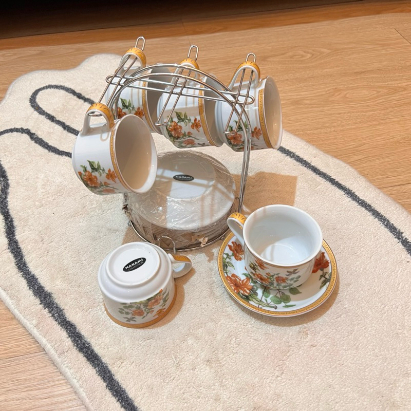 (BISA INSTANT/ NON COD) SET TEKO TEH DAN CANGKIR VINTAGE ESTETIK LEBARAN / TEAPOT VINTAGE / SET CANG