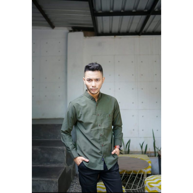 KEMEJA ARMY LENGAN PANJANG PREMIUM KAIN KATUN SIGARET