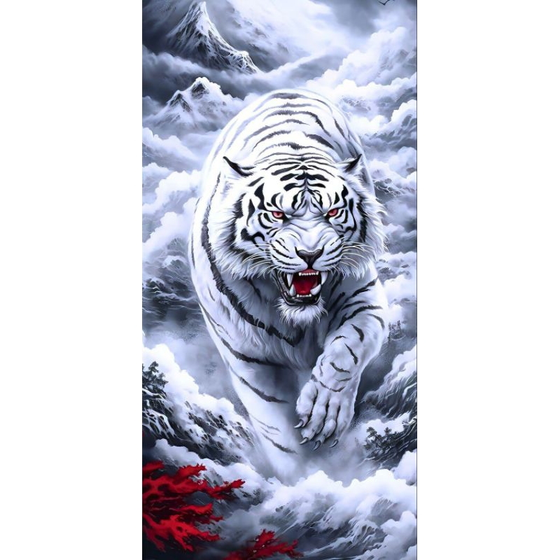 Cetak Poster hiasan Dinding Macan Putih Harimau Putih dekorasi rumah ruangan Tamu