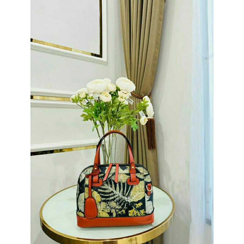 Tas selempang wanita kulit papirut garut size S motif ecoprint