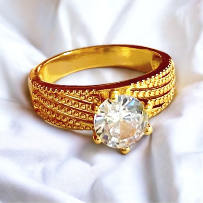 cincin wanita titanium dewasa polos mata satu Gol