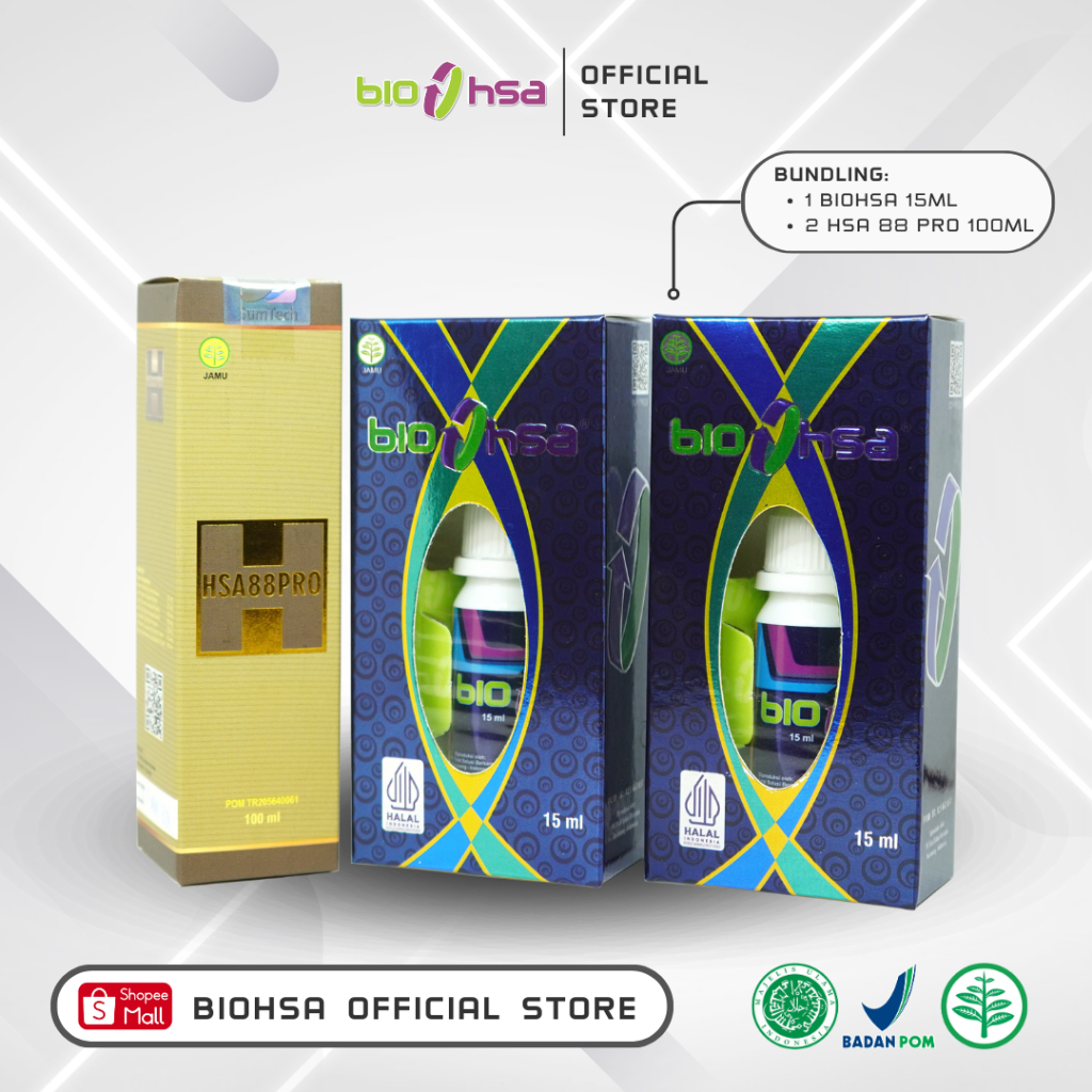 BIO HSA & HSA 88 PRO [Bundling 2 Jamu Tetes BioHSA 15ml + 1 Minyak HSA88 PRO 100ml]