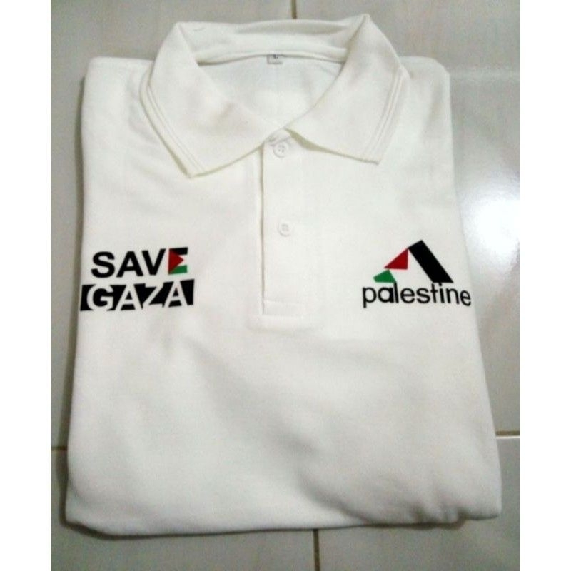 Tshirt - Polo Shirt - Kaos Polo - Kaos Kerah - Baju Kerah - Save Gaza Palestine Palestina