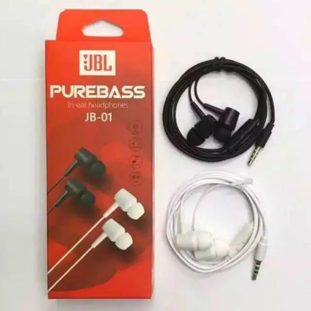 Headset JBL Purebass JB-01 Earphone JBL Headset Kabel Full Bass + Mic