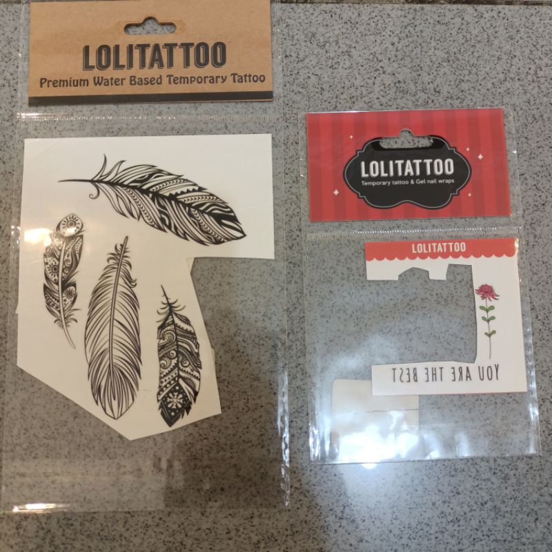 Tattoo temporer Stiker tato temporer Loli tattoo motif mawar rose feather bulu